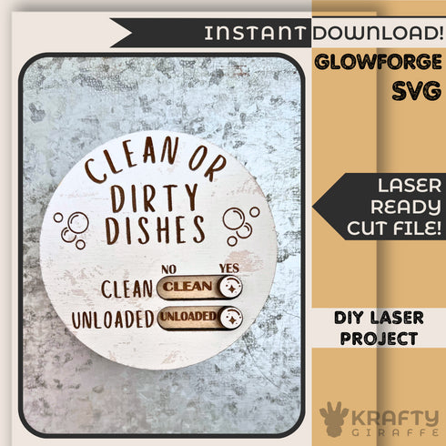 Sliding Clean Dirty Dishwasher Magnet SVG-For Laser Engraving